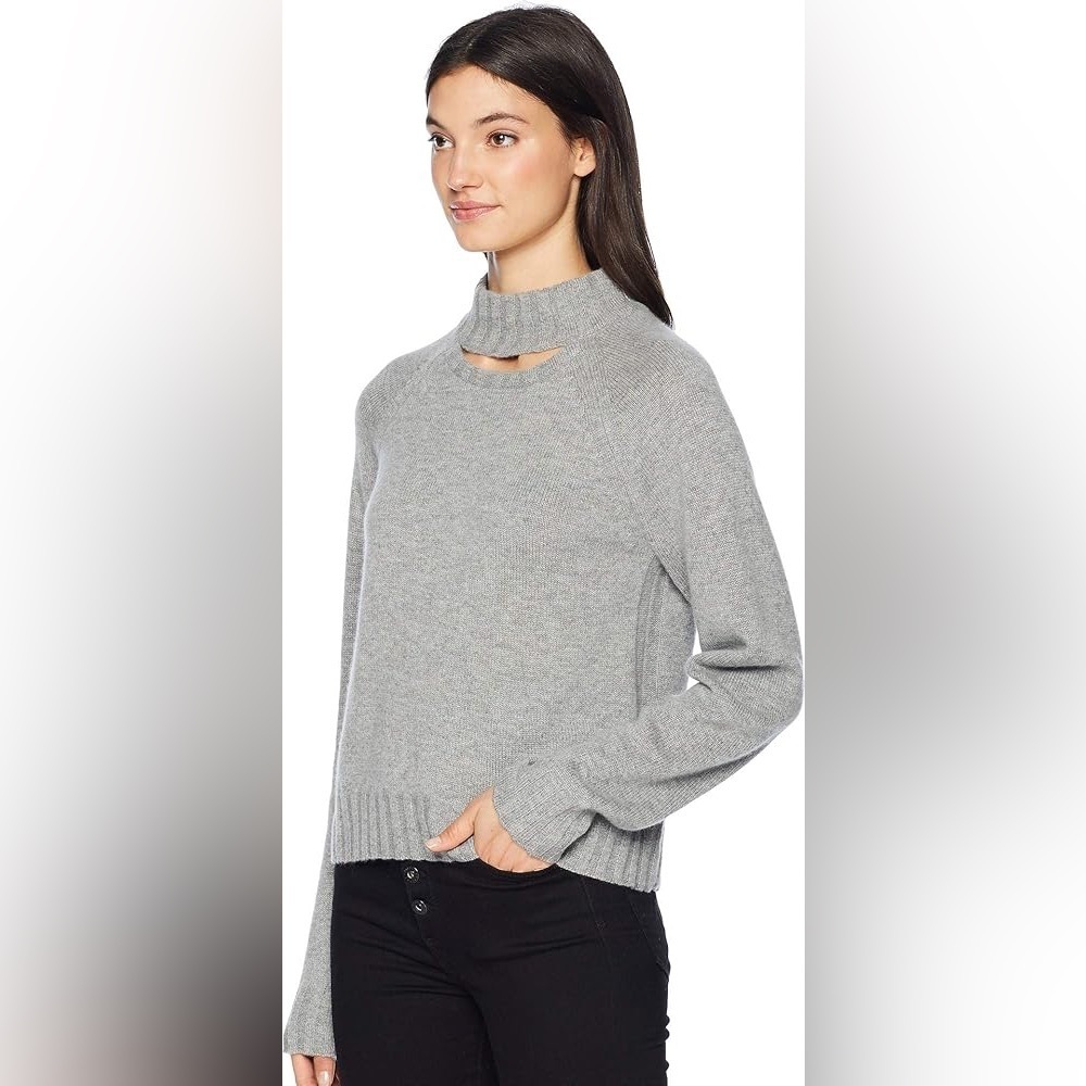 Equipment Femme ‘Abel’ Cashmere Wool Mock Neck Sweater M Gray a0407 Pullover